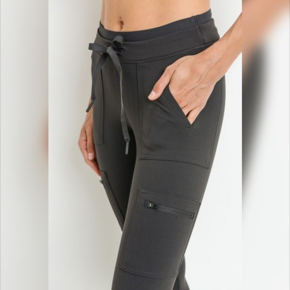New Skinny Cargo Hybrid Full Leggings Charcoal - Picture 2 of 5